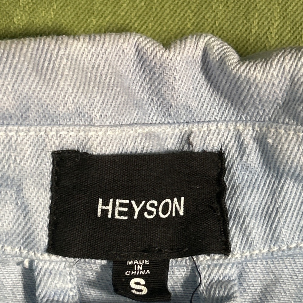 HEYSON Womens Shacket Jacket Ombre Blue White Green Button Front Cotton Small - Picture 5 of 7
